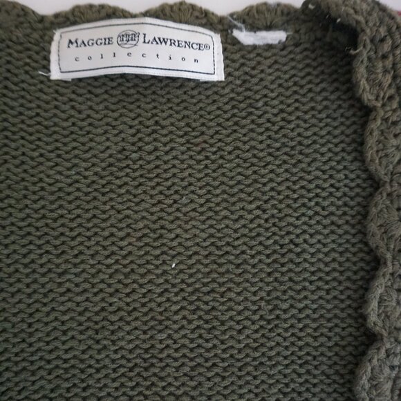 Vintage Maggie Lawrence Olive Embroidered Cardigan Cottagecore Aesthetic L - Picture 10 of 11